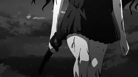 anime gif black and white